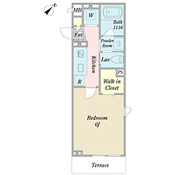 リバーヒル田園調布 1Kの間取図画像