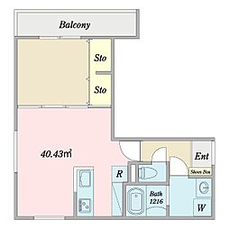 BASE都立大 1LDKの間取図画像