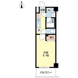 クラシオン成田 1Kの間取図画像