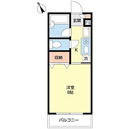 グランメール2江口 1Kの間取図画像