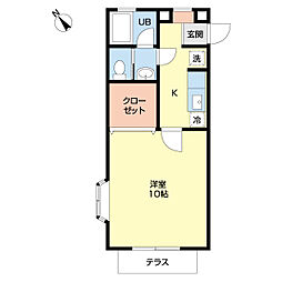 サンライズ江口2 1Kの間取図画像
