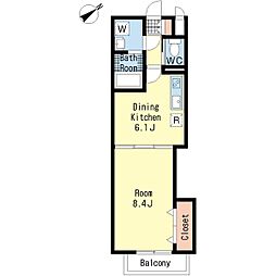 コスミオン 1DKの間取図画像