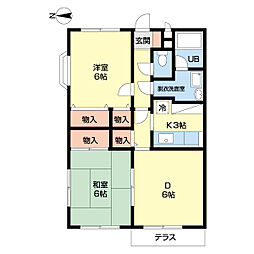オプティミスタ七番館 2LDKの間取図画像