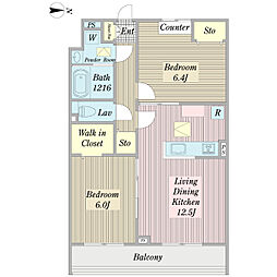 グラン・ファースト 2LDKの間取図画像