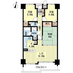 サーパス北越谷 3LDKの間取図画像