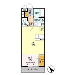 ヘリオス吉川美南ウラノス 1LDKの間取図画像