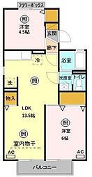 リバシティー 2LDKの間取図画像