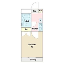 エスポアール越谷2文教大学指定寮 1Kの間取図画像