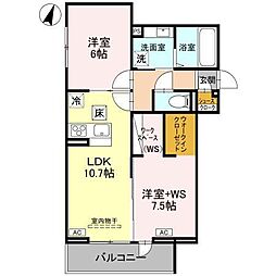 アドラブール B棟 2LDKの間取図画像