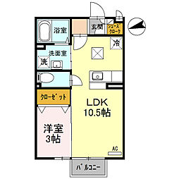 レセンテ 1LDKの間取図画像