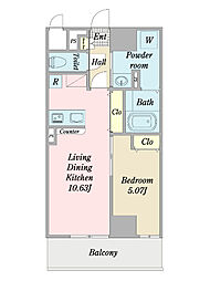 アヴニール習志野 10階1LDKの間取り