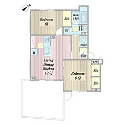 トレポンテ・テソーロ 2LDKの間取図画像