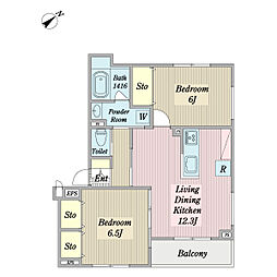 トレポンテ・テソーロ 2LDKの間取図画像