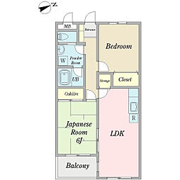 ラヴィサントゥール 2LDKの間取図画像