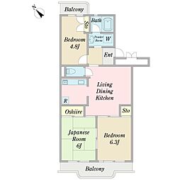 グランドゥール壱番館 3LDKの間取図画像