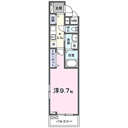ヒカルサふじみ野上福岡 1Kの間取図画像