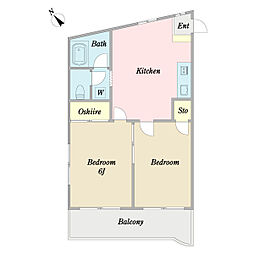 コーポ・サンヴェール 2DKの間取図画像