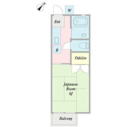 グロリィハイツ 1Kの間取図画像