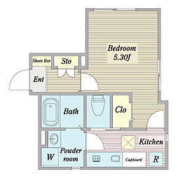 Ｍｏｔｏｗｎ　Ｂ棟 1階1Kの間取り