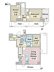 オープンレジデンシア中野中央 2SLDKの間取図画像