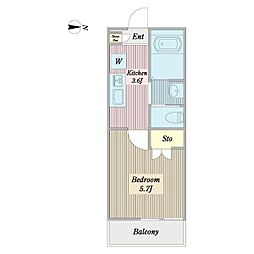 レガーロ・ソラーレ 1Kの間取図画像