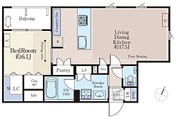 GLOBE NISHIAZABU 1LDKの間取図画像