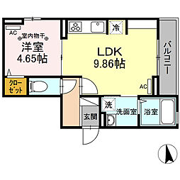 アムール東向島 1LDKの間取図画像