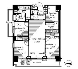 ParkAxis辰巳STAGE 3LDKの間取図画像