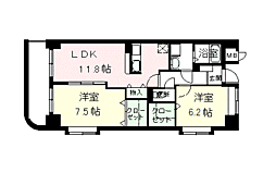 ラポール西大島ウェスト 2LDKの間取図画像