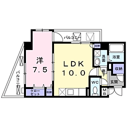 リバティーズSAGA2 1LDKの間取図画像