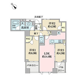 ブランズ横濱馬車道レジデンシャル 3LDKの間取図画像