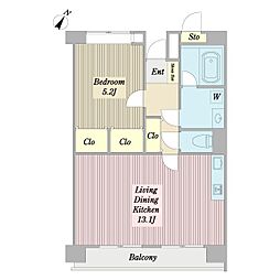 ビューバレー三ツ沢 1LDKの間取図画像