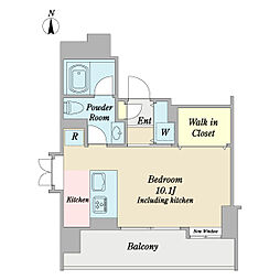 プレール・ドゥーク横濱山下町 ワンルームの間取図画像