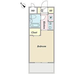 プロシード白楽 1Kの間取図画像