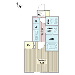 WELLSQUAREMlTAKA 1Kの間取図画像