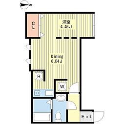 MODULOR不動前 1DKの間取図画像