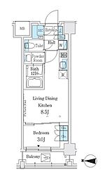 J.GRANCourt品川西大井EAST 1LDKの間取図画像