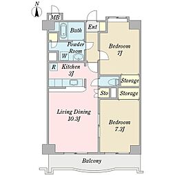ソフィア東松戸 2LDKの間取図画像