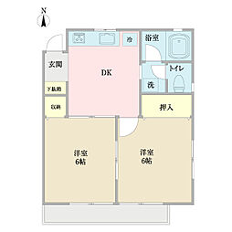 ヴィラージュ板倉 2DKの間取図画像