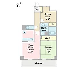 シャルム東松戸 2LDKの間取図画像