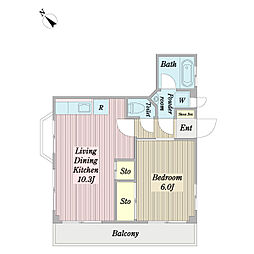 エスポワール戸張 1LDKの間取図画像