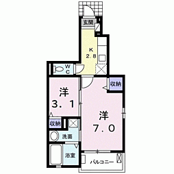 イセソラージュC 2Kの間取図画像