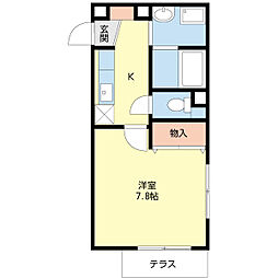 ソルシエール 1Kの間取図画像