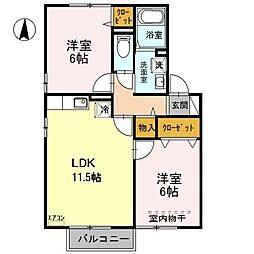 アサミレジデンス1 2LDKの間取図画像