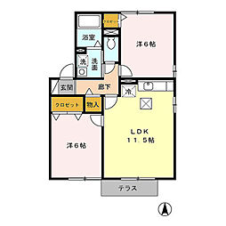 シャロームA 2LDKの間取図画像