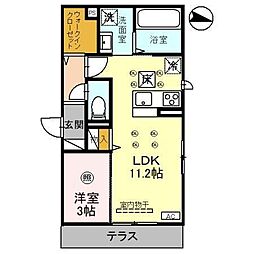 三郷市栄1丁目アパート 1LDKの間取図画像