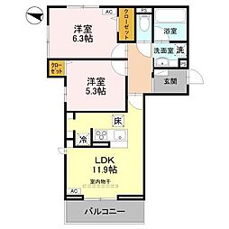 アメニティ 美南東 2LDKの間取図画像