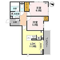 アメニティ 美南東 2LDKの間取図画像