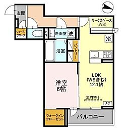 ソレイユ・ウエスト 1LDKの間取図画像