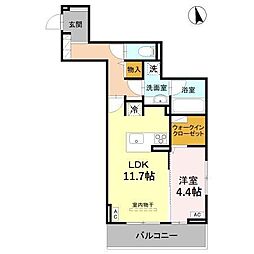 RESIDENCE KAZE 桜 1LDKの間取図画像